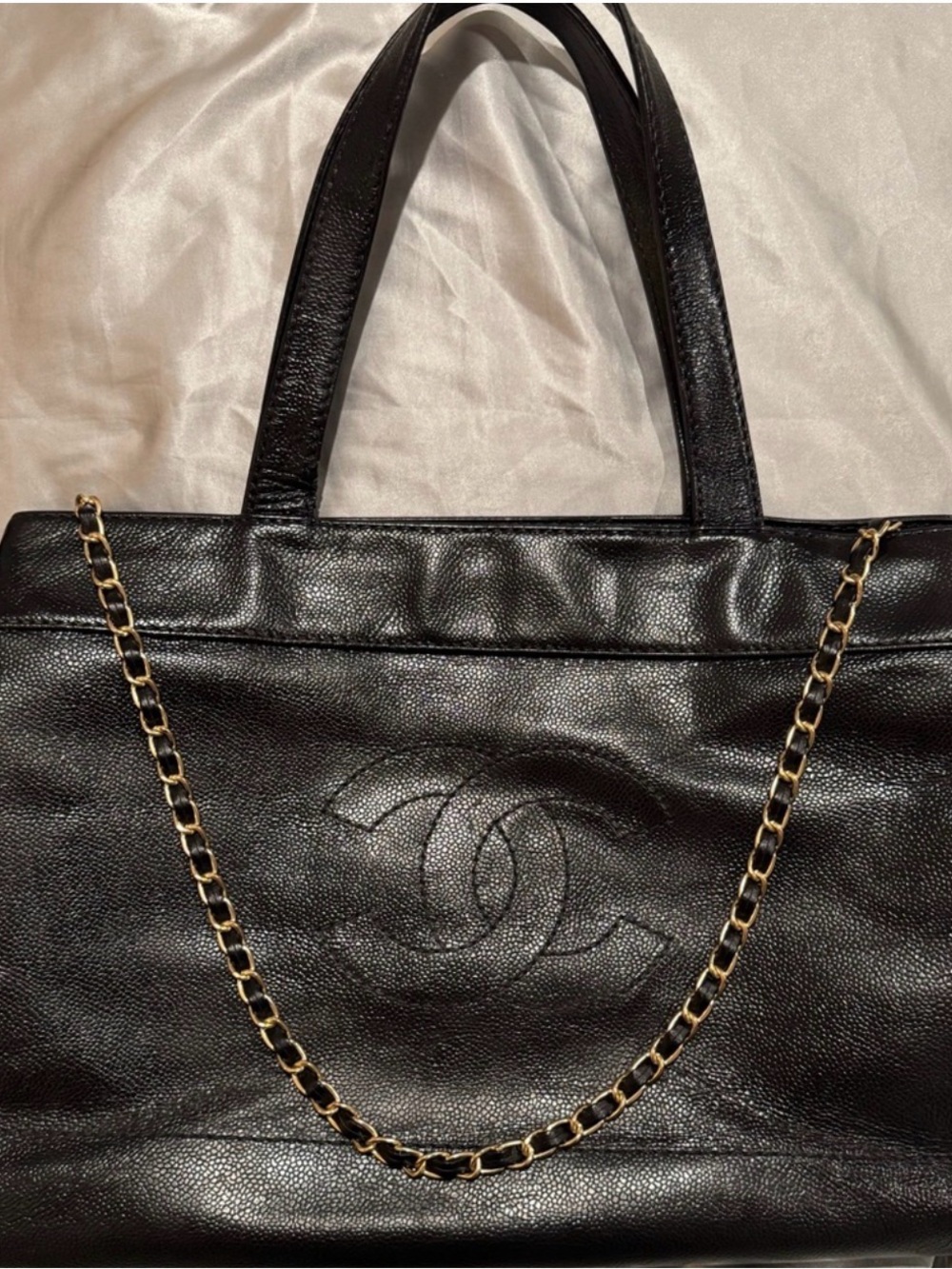Authentic- Chanel Tote with gold chain